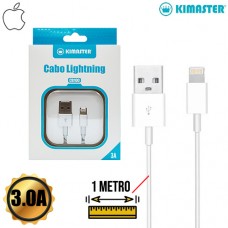 Cabo USB Lightning Premium 3.0A 1m Kimaster CB100 Branco